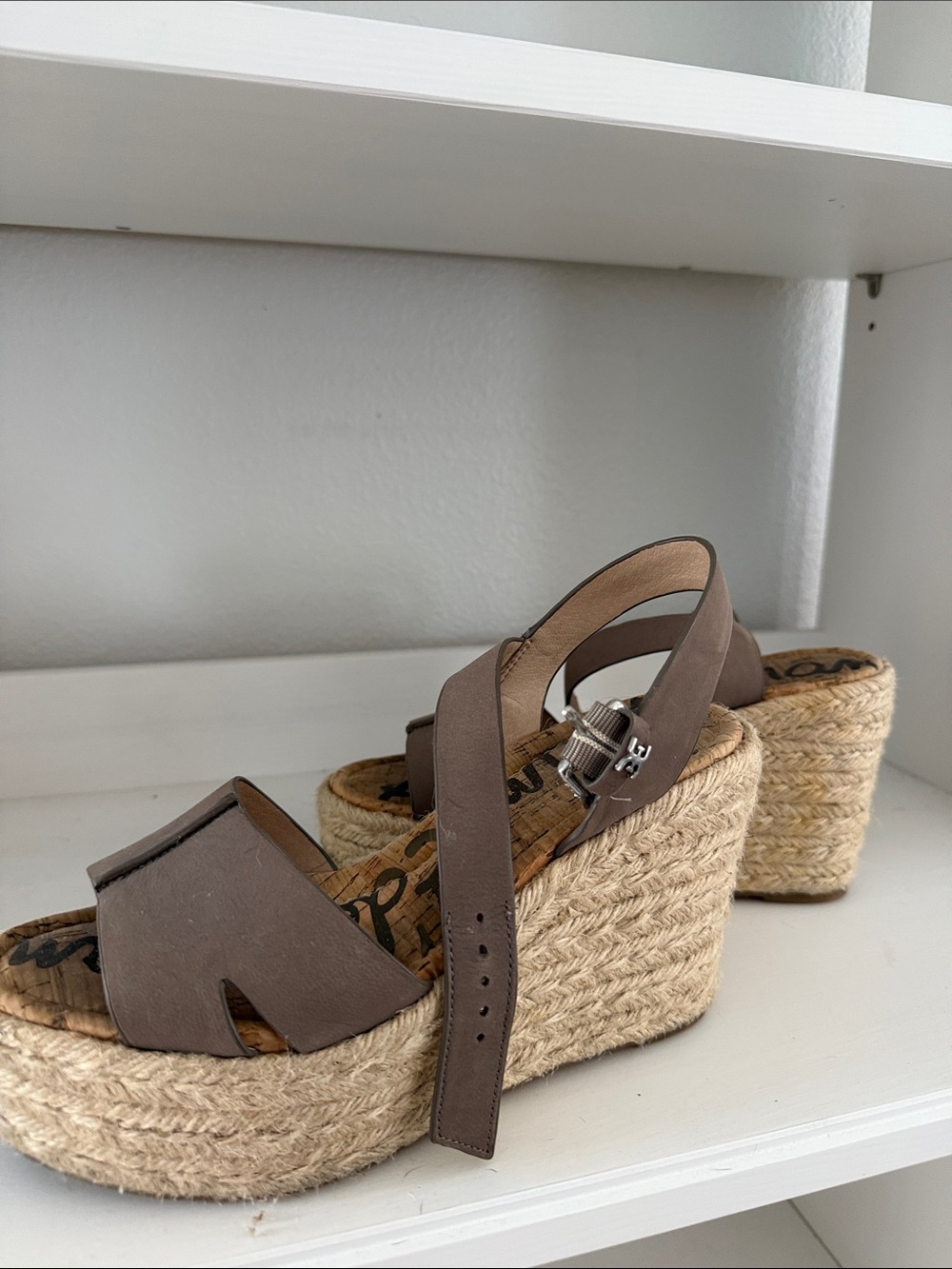 Sam Edelman Taupe Espadrille Platform Wedges